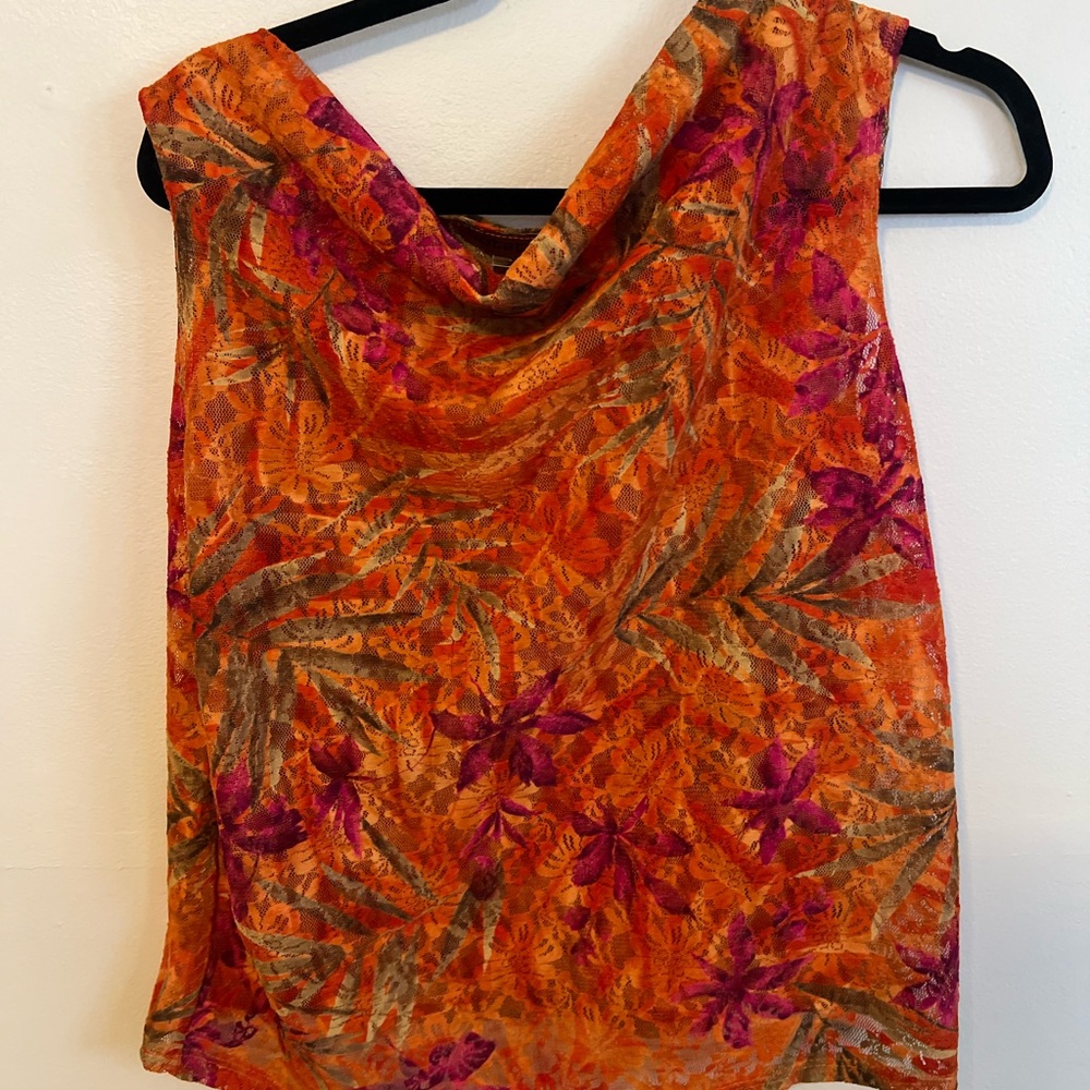 Notations Orange And Pink Patterned Top - image 1